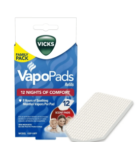 Vicks Vapo Pads Soothing Menthol, Sinus or Allergy Relief, 12 Pack, VSP19FP