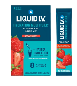 Liquid I.V. Hydration Multiplier, Strawberry, 6 Ct, Electrolyte Powder Packet Drink Mix