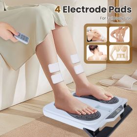 Cordless TENS & EMS Foot Massager - 10 Custom Modes, 50 Intensity - 4 Full Body Electrode Pads - Relieves Plantar Fasciitis, Numbness