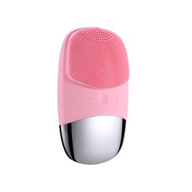 Mini Silicone Electric Face Cleansing Brush Electric Facial Cleanser Facial Cleansing Brush Skin Massager Skin Care Tools (Option: Pink-Electric-DC)