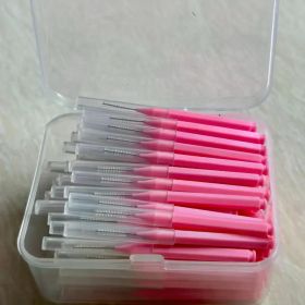 80/160 Pcs/Box I-type push pull interdental brush 0.6-1.5Mm Cleaning Between Teeth Oral Care Orthodontic I Shape Tooth Floss (Color: 80pcs 0.6 mm Pink)