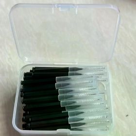 80/160 Pcs/Box I-type push pull interdental brush 0.6-1.5Mm Cleaning Between Teeth Oral Care Orthodontic I Shape Tooth Floss (Color: 80pcs  0.7 mm black)