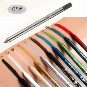 Waterproof Eyeliner Long Lasting Pencil Colourful Pigment Blue Black White Color Gel Eye Liner Pen Makeup Eye Beauty Cosmetics (Color: 05 Silver)